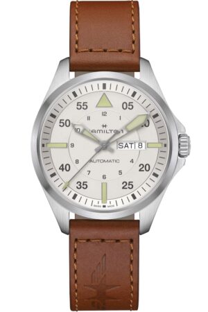 Hamilton H64635550 Herrenuhr Khaki Aviation Pilot Day Date Automatik Cognac