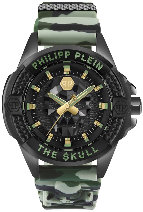 Philipp Plein PWAAA0821 Unisex-Uhr The Skull Schwarz/Camouflage Grün