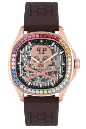 Philipp Plein PWRAA0623 Unisex-Armbanduhr Automatik Braun/Roségoldfarben