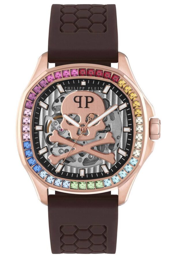 Philipp Plein PWRAA0623 Unisex-Armbanduhr Automatik Braun/Roségoldfarben