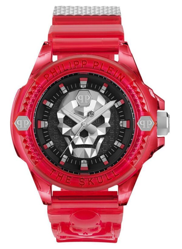 Philipp Plein PWWAA0223 Unisex-Armbanduhr The $kull Synthetic Rot